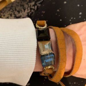 Leather Wrap Bracelet with Stones